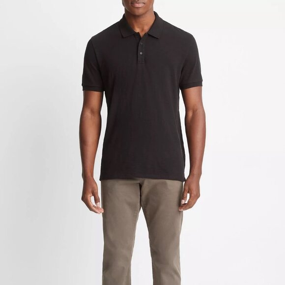 Vince Other - Vince Classic Slub Polo Short Sleeve Black - Men’s XL